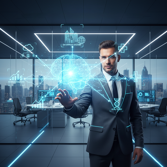 Business leader using an AI interface